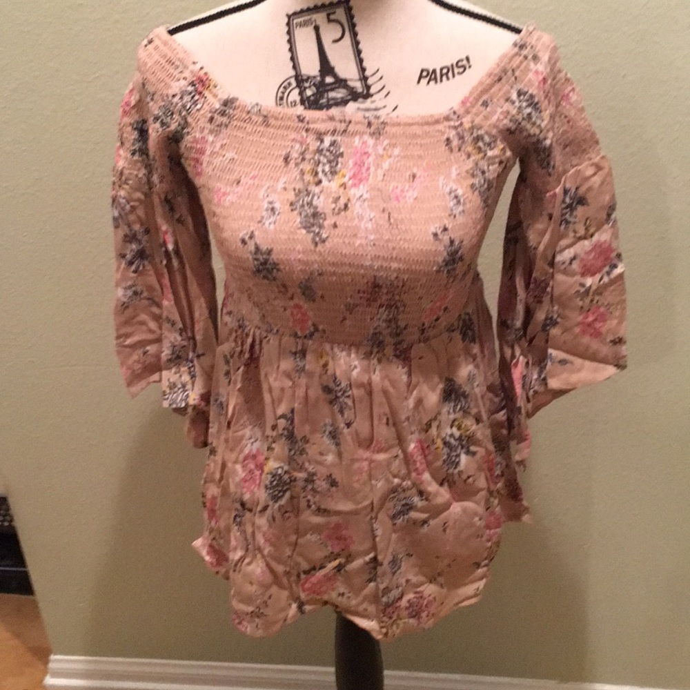 Off the shoulder blush floral top